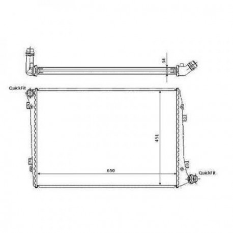 radiateur 650x451x34 1.9 + 2.0 TDi,M,A, + / -AC