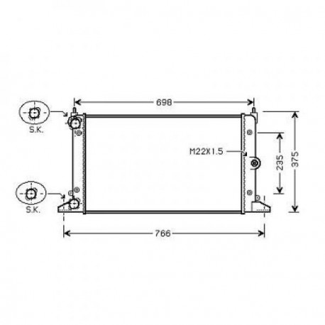 Radiateur eau Volkswagen VW SHARAN00-09 635x366x34