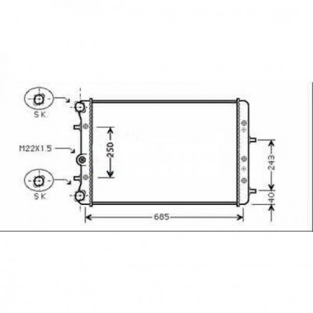 Radiateur eau FABIA/POLO00- aussi Volkswagen VW FOX 632x415