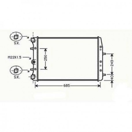 Radiateur refroidissement du moteur VolksWagen Polo 01-05 Start Start Start Start Skoda Fabia 04-07 (3 / 4 / 5 portes)
