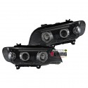 PAIRE DE PHARES TUNING ANGEL EYES NOIR POUR BMW X5 (12084)