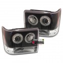 PHARES NOIRS FEUX AVANTS ANNEAUX LED JEEP GRAND CHEROKEE ZJ 1993-1999 (03242)