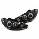 PHARES CCFL ANGEL EYES H4 NOIRS PEUGEOT 206 av 2002 (00769)