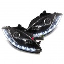 PHARES AVANTS NOIRS FEUX DE JOUR LED SEAT LEON II 1P 2009-2012 (03188)