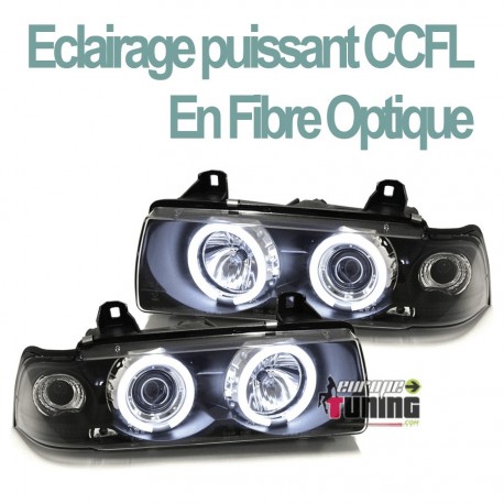 PHARES CCFL ANGEL EYES NOIRS BMW E36 COUPE / CABRIOLET (00508)