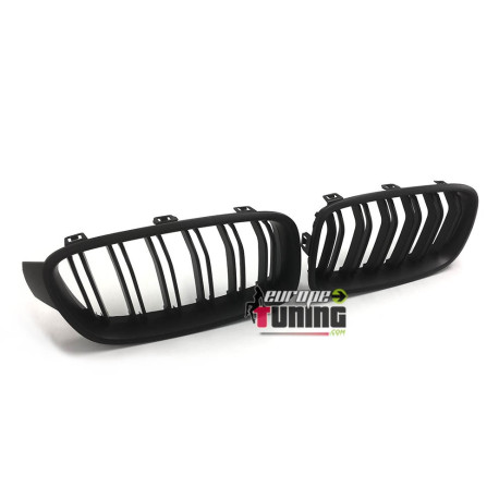 GRILLES CALANDRES NOIRES MATES SPORT DOUBLE AILETTES BMW SERIE 3 F30 & F31 (04681)