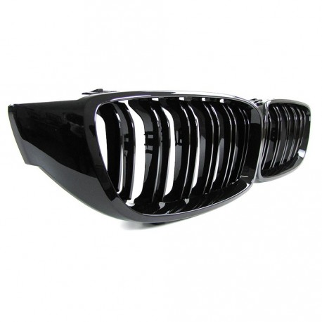 GRILLES CALANDRES NOIRES SPORT DOUBLE AILETTES BMW SERIE 4 F32 F33 F36 F82 (04702)