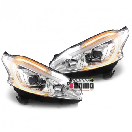 PHARES AVANTS CHROME FEUX DE JOUR - DIURNE - DRL - LEDS PEUGEOT 208 (04709)