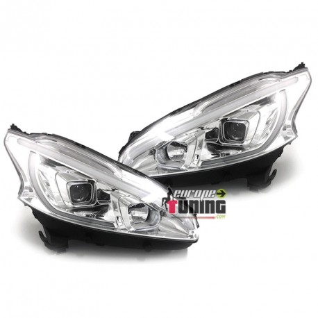 PHARES AVANTS CHROME FEUX DE JOUR - DIURNE - DRL - LEDS PEUGEOT 208 (04709)