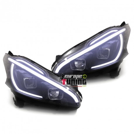 PHARES AVANTS NOIRS FEUX DE JOUR - DIURNE - DRL - LEDS PEUGEOT 208 (04710)