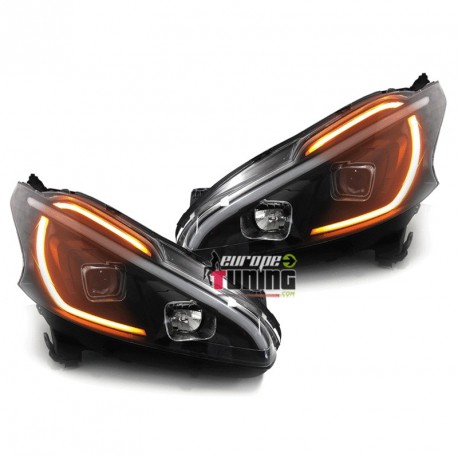 PHARES AVANTS NOIRS FEUX DE JOUR - DIURNE - DRL - LEDS PEUGEOT 208 (04710)