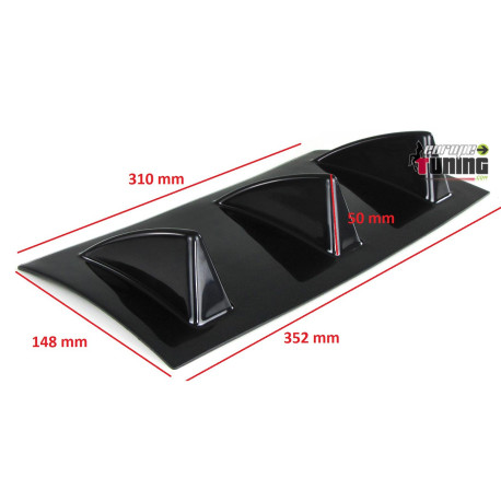 DIFFUSEUR SPORT NOIR UNIVERSEL A 3 AILERONS POUR PARE-CHOCS ARRIERE (04716)