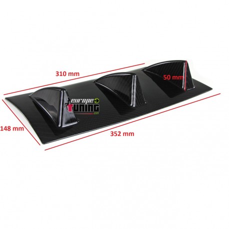 DIFFUSEUR SPORT NOIR UNIVERSEL A 3 AILERONS POUR PARE-CHOCS ARRIERE (04716)