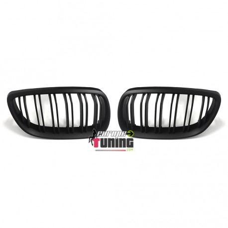 CALANDRES NOIRES MATES SPORT DOUBLE AILETTES BMW SERIE 3 E92 COUPE & E93 CABRIO PHASES 1 (04736)