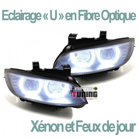 PHARES FEUX CELIS NOIRS ECLAIRAGE EN U BMW SERIE 3 E92 & E93 PHASES 1 AU XENON (04761)