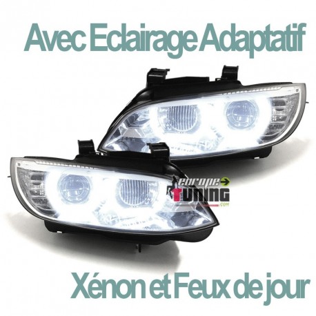PHARES FEUX CELIS LEDS EN U DIURNE DRL DE JOUR BMW SERIE 3 E92 & E93 PHASES 1 AU XENON (04760)