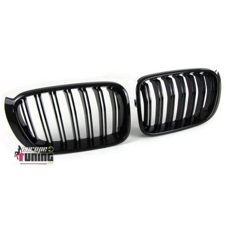 GRILLES DE CALANDRES SPORT NOIRES DOUBLE AILETTES BMW X3 F25 & X4 F26 (04789)