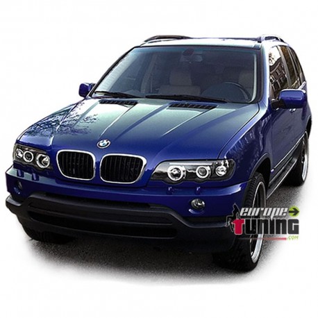PAIRE DE PHARES TUNING ANGEL EYES NOIR POUR BMW X5 (12084)