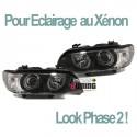 PHARES XENON ANGEL EYES NOIR POUR BMW X5 99-03 (13668)