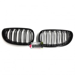 CALANDRES SPORT NOIRES DOUBLE AILETTES BMW SERIE 5 E60 BERLINE & E61 TOURING PHASES 1 et 2 (04786)
