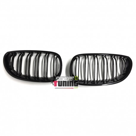 CALANDRES SPORT NOIRES DOUBLE AILETTES BMW SERIE 5 E60 BERLINE & E61 TOURING PHASES 1 et 2 (04786)