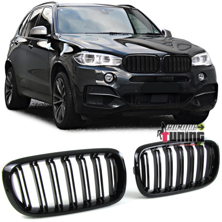 GRILLES DE CALANDRES SPORT NOIRES DOUBLE AILETTES BMW X5 F15 et X6 F16 A PARTIR DE 2013 (04817)