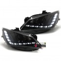 PHARES FEUX AVANTS LED DIURNES DE JOUR NOIRS SEAT IBIZA 6J 2012-2015 (04830)