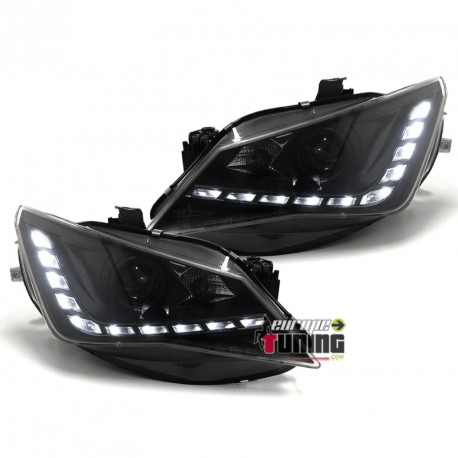 PHARES FEUX AVANTS LED DIURNES DE JOUR NOIRS SEAT IBIZA 6J 2012-2015 (04830)