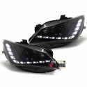 PHARES FEUX AVANTS LED DIURNES DE JOUR NOIRS SEAT IBIZA 6J 2012-2015 (04830)