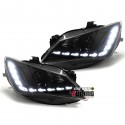 PHARES FEUX AVANTS LED DIURNES DE JOUR NOIRS SEAT IBIZA 6J 2012-2015 (04830)