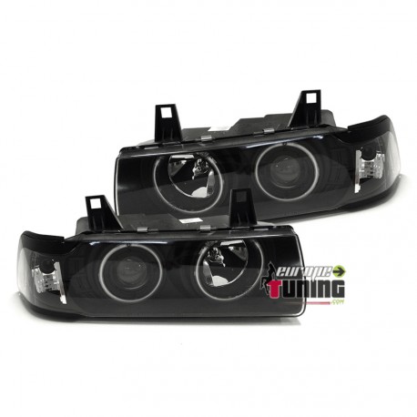 PHARES NEON ANGEL EYES BMW E36 BERLINE / TOURING NOIRS (13712)
