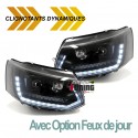 PHARES NOIRS FEUX DE JOUR CLIGNOTANTS LEDS DYNAMIQUES LOOK T6 POUR VW T5 FACELIFT (04854)