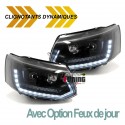 PHARES NOIRS FEUX DE JOUR CLIGNOTANTS LEDS DYNAMIQUES LOOK T6 POUR VW T5 FACELIFT (04854)