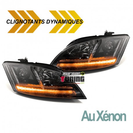 PHARES NOIRS AU XENON AVEC CLIGNOTANTS DYNAMIQUES LOOK 8S POUR AUDI TT 8J (04853)