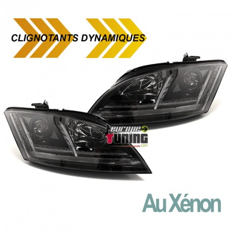 PHARES NOIRS AU XENON AVEC CLIGNOTANTS DYNAMIQUES LOOK 8S POUR AUDI TT 8J (04853)