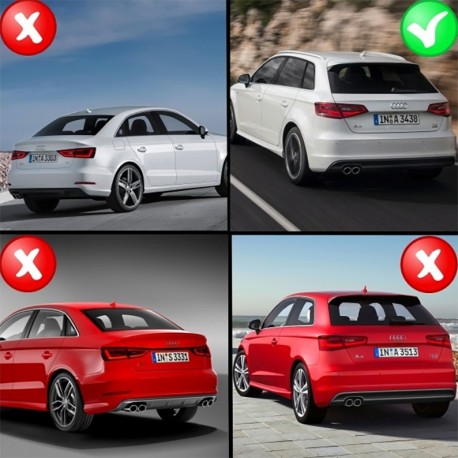 DIFFUSEUR SPORT PACK RS3 DOUBLE SORTIE INOX AUDI A3 8V BERLINE & CABRIOLET (04861)