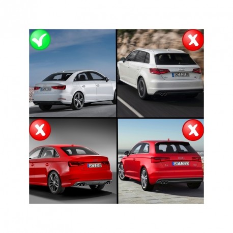 DIFFUSEUR ARRIERE SPORT LOOK S3 AVEC DOUBLES SORTIES INOX POUR AUDI A3 8V 2012-2016 (04836)