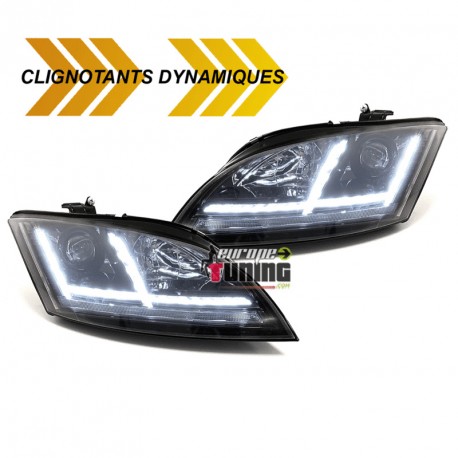 PHARES NOIRS AU XENON AVEC CLIGNOTANTS DYNAMIQUES LOOK 8S POUR AUDI TT 8J (04853)