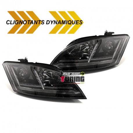PHARES NOIRS AU XENON AVEC CLIGNOTANTS DYNAMIQUES LOOK 8S POUR AUDI TT 8J (04853)