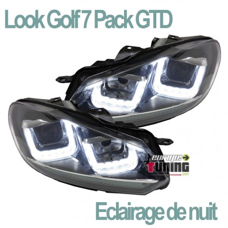 PHARES DIURNES DRL NOIRS GOLF 6 BANDE CHROM (03966)