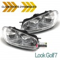 PHARES FEUX AVANTS CHROME DIURNE DRL AVEC CLIGNOTANTS LEDS DYNAMIQUES VW GOLF 6 (04780)