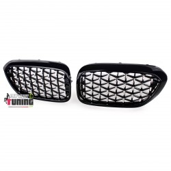 CALANDRES SPORT LUXE STYLE DIAMANT NOIR ET CHROME POUR BMW SERIE 5 G30 ET G31 (04936)