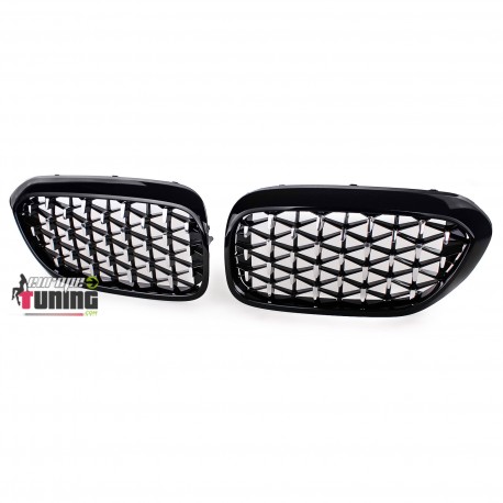 CALANDRES SPORT LUXE STYLE DIAMANT NOIR ET CHROME POUR BMW SERIE 5 G30 ET G31 (04936)