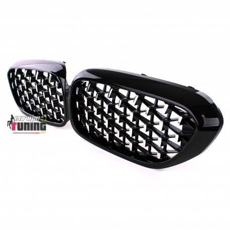 CALANDRES SPORT LUXE STYLE DIAMANT NOIR ET CHROME POUR BMW SERIE 5 G30 ET G31 (04936)