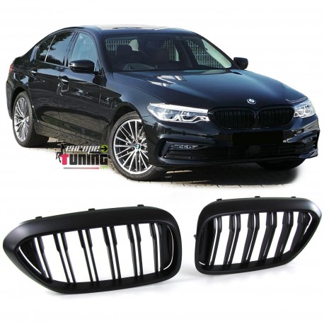 GRILLES CALANDRES NOIRES MATES SPORT DOUBLES AILETTES BMW SERIE 5 G30 G31 F90 (04952)