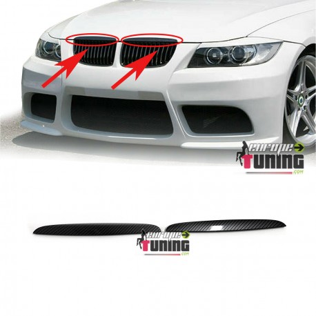 PAUPIERES CALANDRES SUPERIEURES CAPOT LOOK CARBONE BMW SERIE 3 E90 & E91 PHASES 1 05-08 (04978)