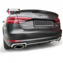 DIFFUSEUR SPORT PACK RS4 AVEC DOUBLES SORTIES POUR AUDI A4 B9 2015-2019 (04986)