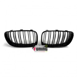 CALANDRES SPORT NOIRES BRILLANTES DOUBLES LAMES PACK M BMW SERIE 1 E81 E82 E87 E88 2007-2012 (05033)