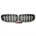 CALANDRES DOUBLE LAMES NOIR ET CHROME BMW SERIE 3 E90 & E91 LCI PHASES 2 08-12 (05034)