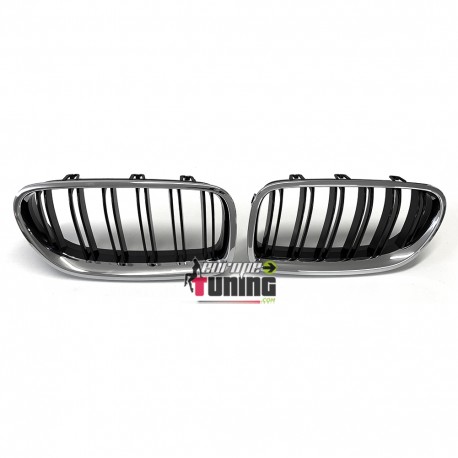 CALANDRES DOUBLES LAMES NOIR ET CHROME LOOK PACK M BMW SERIE 5 F10 ET F11 (05048)